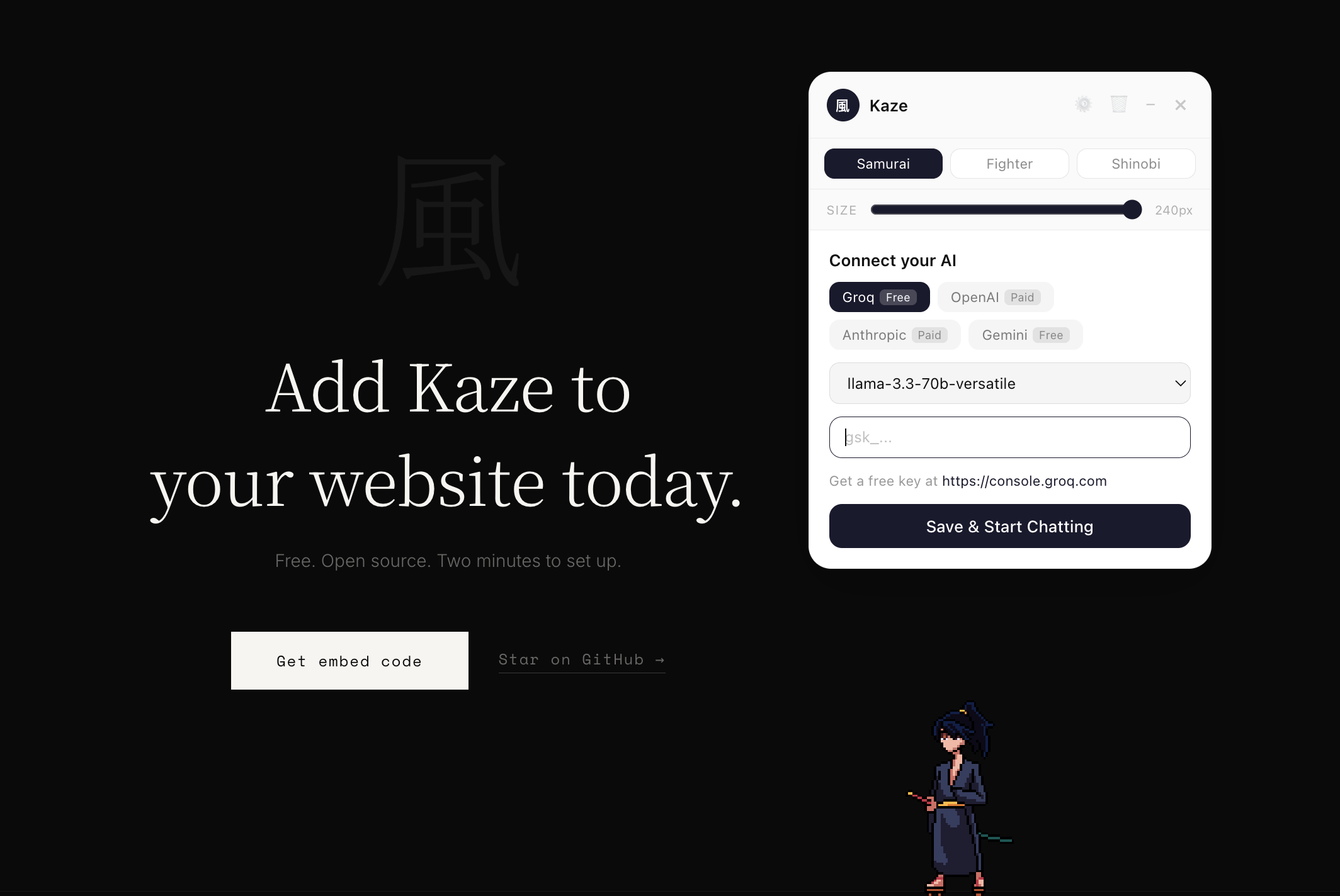 Kaze embed code instructions